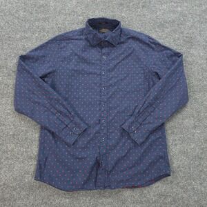 Rodd‎ & Gunn Shirt Mens Large Sports Fit Blue Geometric Priestley Terrace Italy